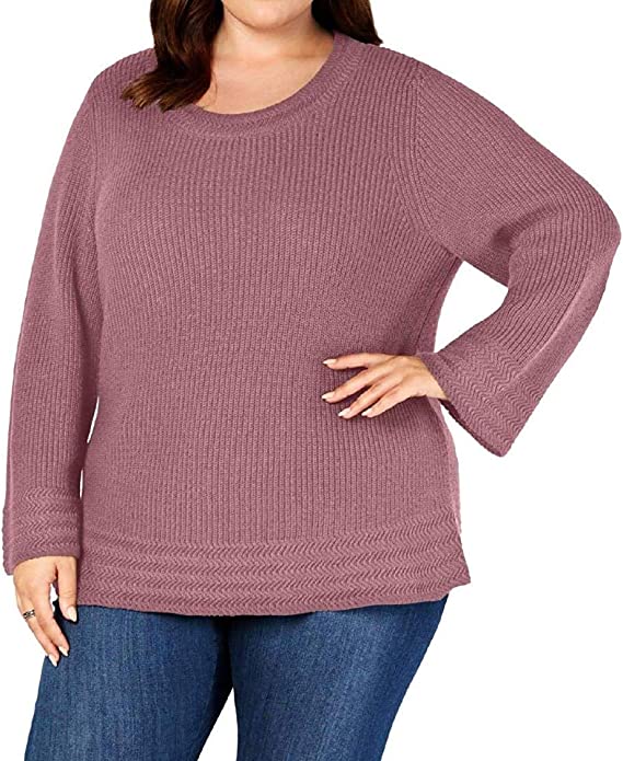 Photo 1 of Style & Co. Women's Plus Long Sleeve Scoop Neck Sweater Purple 0X