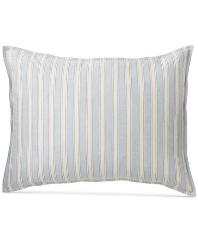 Photo 1 of Ralph Lauren GRAYDON Bold Stripe Dune Chambray Blue STANDARD PILLOW SHAM / COVER 