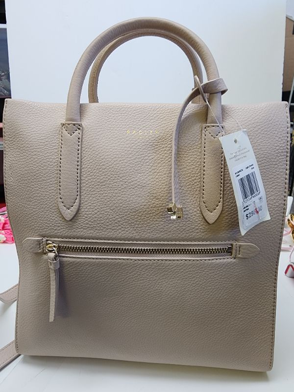 Photo 2 of Radley London Backpack Arlington Court Large Zip-Top Backpack light/pastel grey. Small sized bag; 11"W x 11-2/5"H x 3-9/10"D (width is measured across the bottom of backpack); 1.3 lbs. approx. weight. 7"L handle; 15"L to 18"L strap. Zip closure.