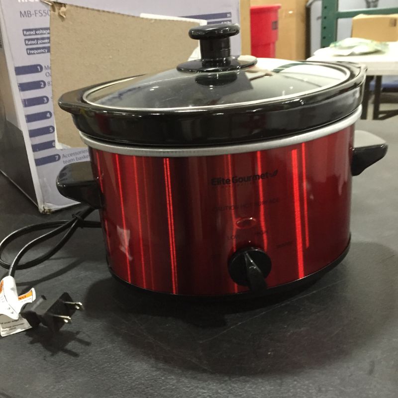 Photo 2 of Electric Oval Slow Cooker Adjustable Temp, 2QT Capacity, Red