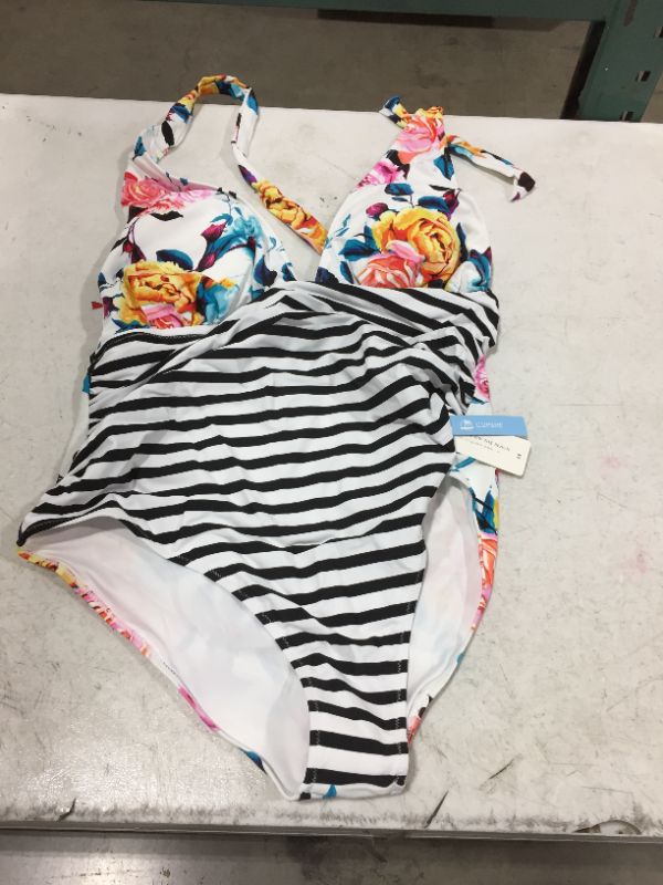 Photo 1 of one piece cupshe floral with stripes size 2XL 