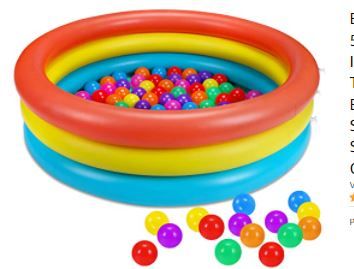 Photo 1 of Baby Kiddie Pool + 50PCS Pit Balls - Inflatable Small Infant Toddler Kids Plastic Blow up Pools Swimming Water Supplies Outdoor Outside
