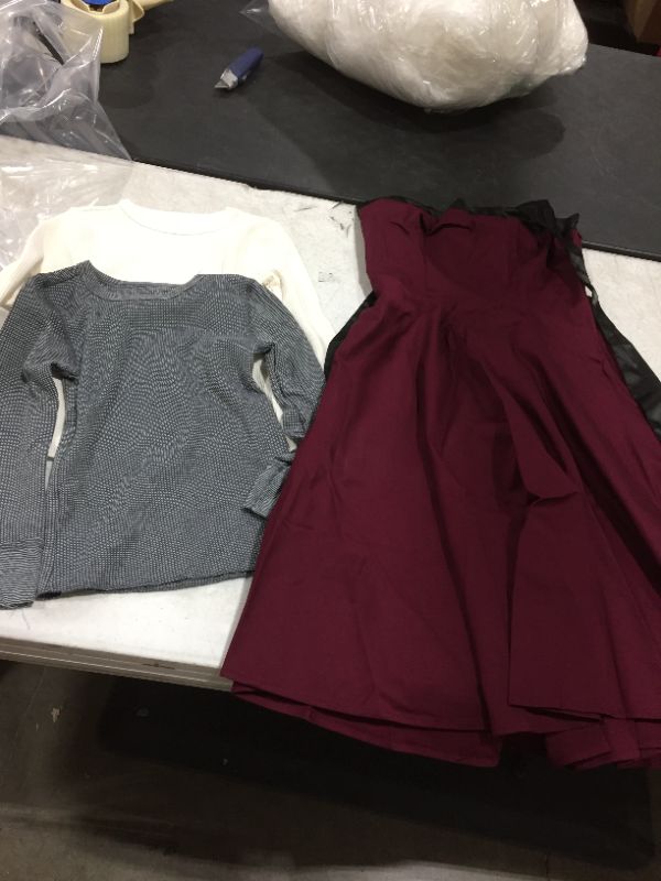 Photo 1 of 2 LONG SLEEVE SHIRTS SIZE S & BURGUNDY DRESS SIZE M 