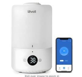 Photo 1 of LEVOIT Humidifiers for Bedroom, Smart Top Fill Cool Mist for Baby Nursery and Plants, Wifi and Alexa Control with Humidistat, Ultrasonic, Filterless, Essential Oil, 360° Rotation Nozzle, 3L, White
