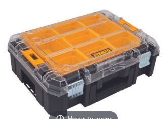 Photo 1 of DeWalt DWST17805 Tool Organizer With Clear Lid, 17.16 In W, 5.65 In H, Plastic, Black
