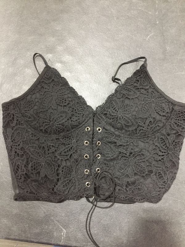 Photo 1 of womens lace tie up front crop top size L