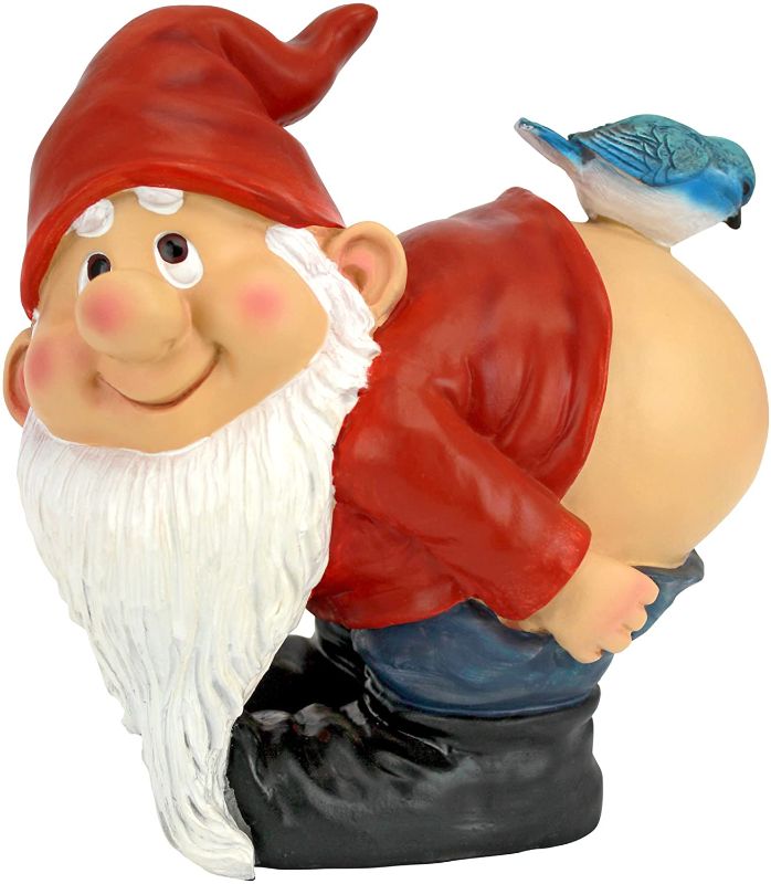 Photo 1 of Design Toscano Loonie Moonie Bare Buttocks Garden Gnome Statue, Medium 8 Inch, Polyresin, Full Color