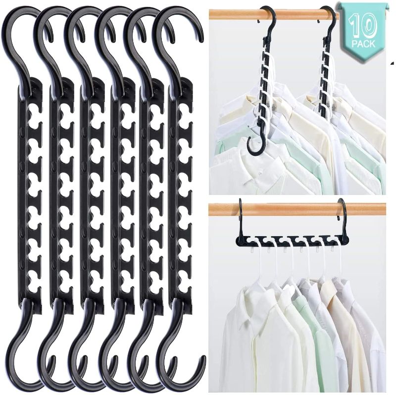 Photo 1 of  Sturdy Plastic Space Saving Hangers , Closet Organizers Multifunctional Black Magic Hangers for Dorms,Bedroom,Apartments.Suitable for All Types of Clothes Hanger ?10 Pack?