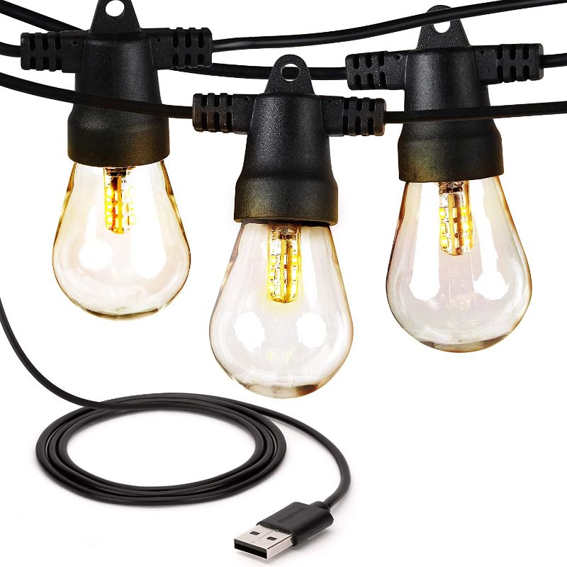 Photo 1 of Brightech Ambience Pro - USB Battery Pack Powered, Waterproof String Lights for Camping & Tents - Add Warm Ambience to Your Camp Site - Lightweight & Bright Enough to Cook - Shatterproof Bulbs