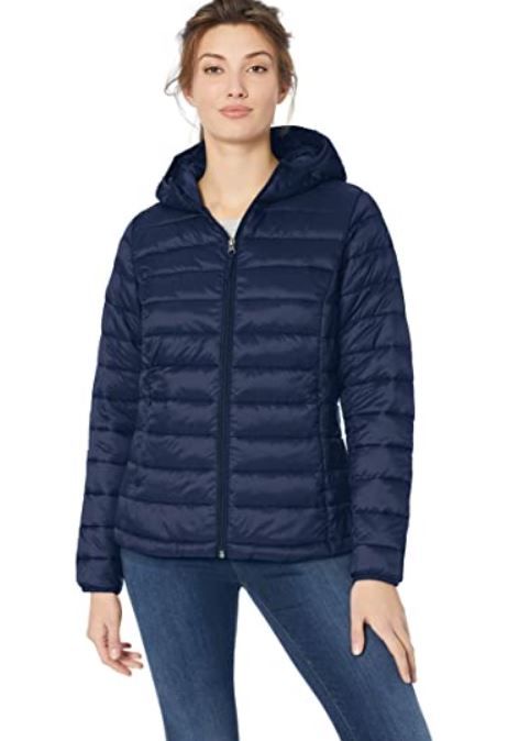 Photo 1 of Amazon Essentials Women's Lightweight Long-Sleeve Full-Zip Water-Resistant Packable Hooded Puffer Jacket L