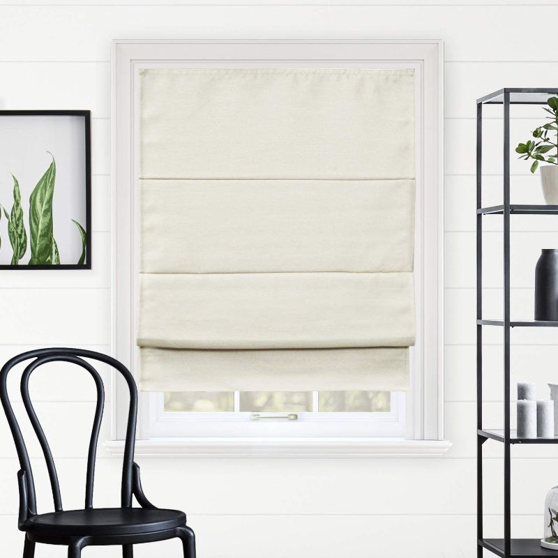 Photo 1 of CHICOLOGY Roman Shades for Windows , Roman Window Shades , Roman Shades , Blackout Shades , Window Treatments , Window Shades for Home , Window Shade , 36" W X 64" H , Del Mar Moon Shell (Blackout)