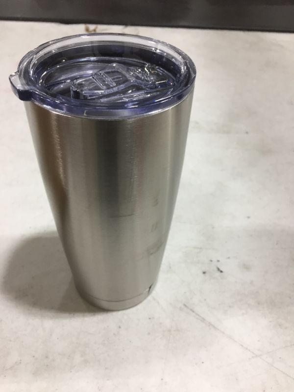 Photo 2 of 20oz Tumbler with Lid, Stainless Steel Vacuum Insulated Double Wall Travel Tumbler, Durable Insulated Coffee Mug, Silver, Thermal Cup with Splash Proof Sliding Lid