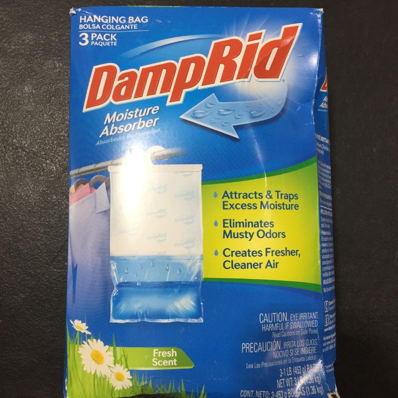 Photo 2 of DampRid Hanging Bag, Moisture Absorber, Pack of 3 (16 oz. ea.), 3 Pack, Blue