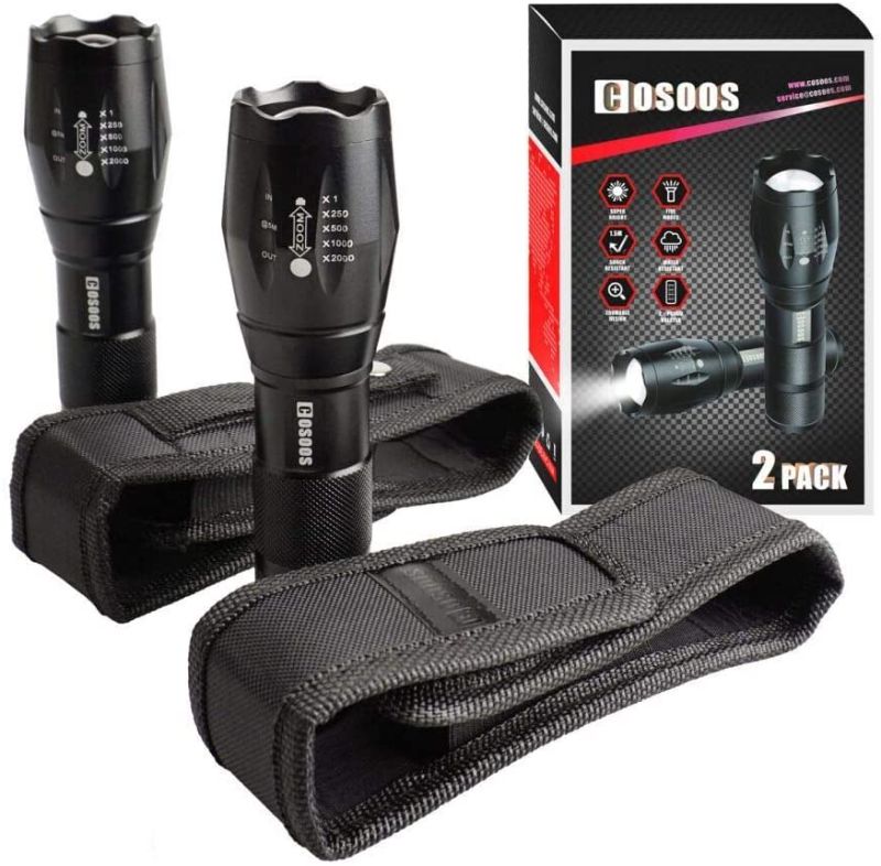 Photo 1 of 2 Flashlights with Holsters, COSOOS Bright LED Flashlights 1000 Lumen & Holder for Belt, Zoomable Waterproof Tactical Flash Light for Camping,Hiking, 