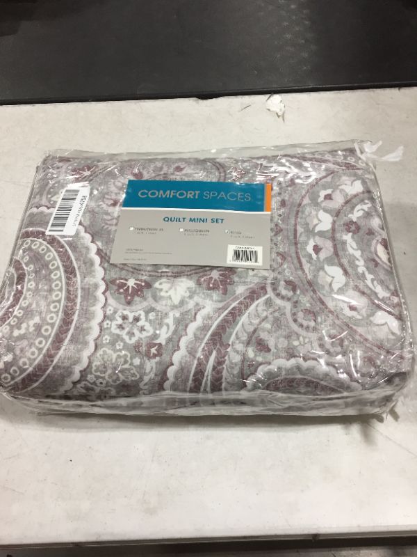 Photo 2 of Comfort Spaces Quilt Set - Paisley Design, Double Sided Quilting, All Season, Lightweight, Coverlet Bedspread Bedding Set, Matching Shams, King/Cal King(104"x90"), Kashmir, Purple 3 Piece
