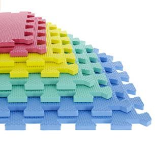 Photo 1 of Foam Mat Floor Tiles, Interlocking EVA Foam Padding by Stalwart Â– Soft Flooring for Exercising, Yoga, Camping, Kids, Babies, Playroom Â– 5 Piece Set, Multi-Color, 12.4" X 12.4" X 0.375" (80-32321)
