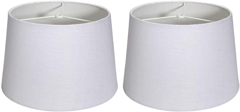 Photo 1 of  Natural Linen Cone Drum Hand Craft Medium Lamp Shade Set of 2, Small Lampshade for Floor Table Lamp