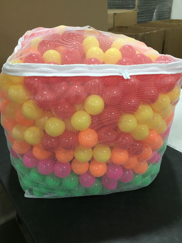 Photo 2 of Amazon Basics BPA Free Plastic Ball Pit Balls with Storage Bag, 400 ct (2.3” Diameter), Bright Colors