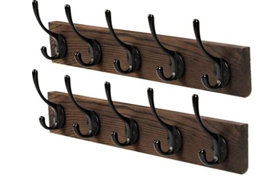 Photo 1 of Coat Rack Wall Mount, POZEAN 2 Pack Hat Rack with 10 Wall Hooks Coat Hooks, Wall Coat Racks with Hooks for Hanging Coats, Hats, Jacket, Bags, Scarf, Keys