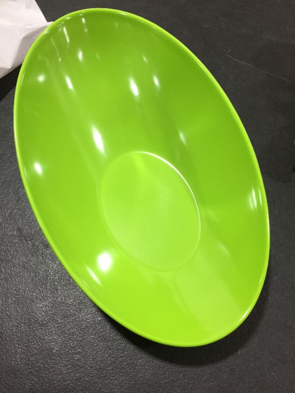 Photo 2 of  Angled Oval Cascading Serving Bowl for Salads, Snacks and Pasta, 1 Quart, Green/Black