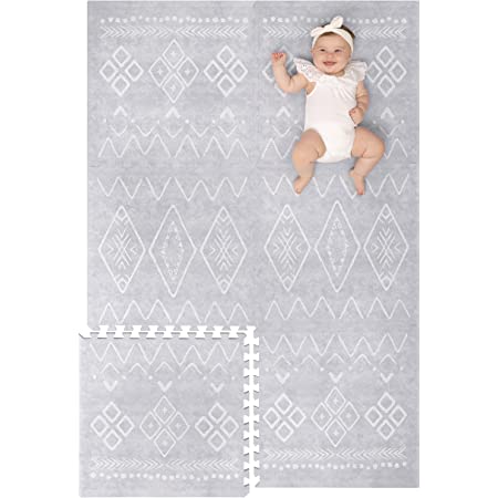 Photo 1 of Lillefolk Stylish Foam Play Mat for Baby. Soft, Thick, Non-Toxic Playmat, Covers 6 ft x 4 ft, Interlocking Puzzle Tiles for Tummy Time and Crawling (Gray)
