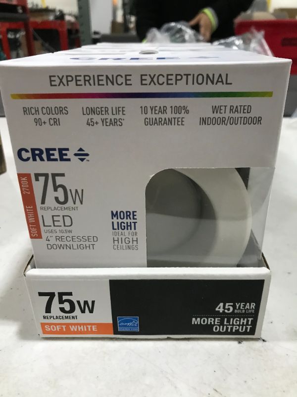 Photo 2 of Cree Lighting, TRDL4-0782700FH50-12DE26-1-11004S-D, 4 inch LED Retrofit Downlight 75W Equivalent, 790 lumens, Dimmable, Soft White 2700K, 50,000 hour rated life | 4-Pack,
