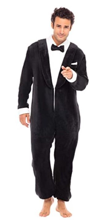 Photo 1 of Alexander Del Rossa Men's Warm Fleece One Piece Footed Pajamas, Adult Onesie with Hood for Winter 2X