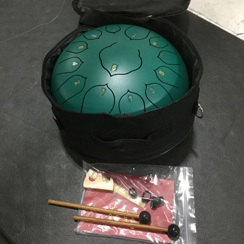 Photo 2 of 12 Inches Steel Tongue Drum - 11 Notes 12 inches - Percussion Instrument -Handpan Drum with Bag, Music Book, Mallets, Finger Picks