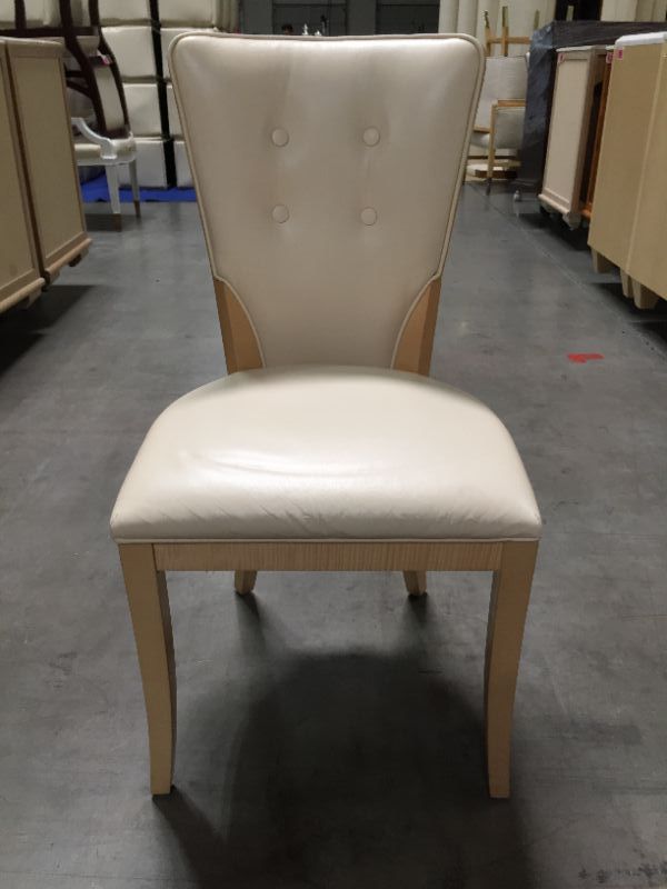 Photo 2 of CREME COLOR FAUX LEATHER DINING CHAIR 37H INCHES (CHAIR ONLY)
