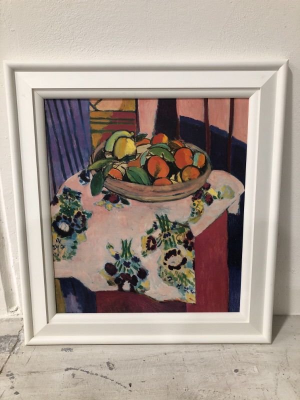 Photo 1 of Henri Matisse Basket With Oranges Print Style Decorative Artwork Approx 31 x 34 Inches Framed in White