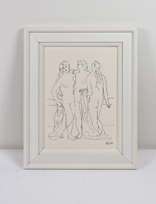 Photo 1 of Pablo Picasso Black  White Print Style Artwork Approx H 29 X W 12 Inches Framed in White