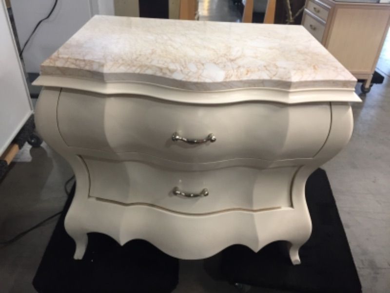 Photo 2 of FAUX MARBLE TOP 2 DRAWER MARBLE TOP DRESSER 30L X 22W X 32H