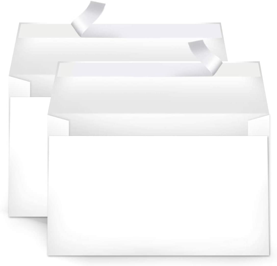 Photo 1 of 2pk | Amazon Basics A9 Blank Invitation Envelopes with Peel & Seal, 5-3/4 x 8-3/4 Inches, White, 200 Count
