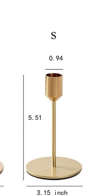 Photo 1 of 3pk | Bowanadacles Gold Candlestick Holders Valentine Dinning Party Wedding Decoration Home Crafts Taper Metal Candle Stand (Golden, S)
