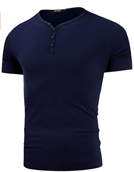 Photo 1 of ZIOLOMA Mens Slim Fit Casual Short Sleeve Cotton Henley Shirts Lightweight Tee, size 50 175/92A