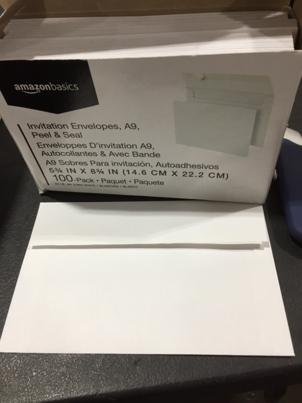 Photo 2 of AmazonBasics A9 Blank Invitation Envelopes with Peel & Seal, White, 100-Pack (5-3/4 x 8-3/4 inches) - AMZA22 & Catalog Mailing Envelopes, Peel & Seal, 9x12 Inch, White, 100-Pack - AMZP15
