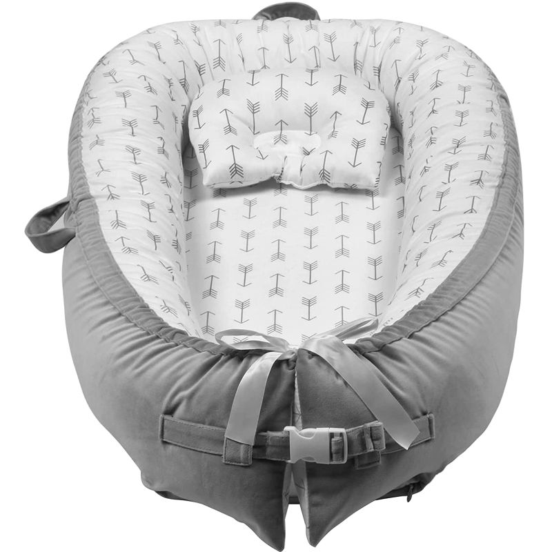 Photo 1 of TOATON Baby Lounger, Baby Nest, Newborn Crib Co-Sleeping Bed with Pillow 100% Cotton Portable Baby Bassinet Perfect for Traveling and Napping,Newborn(Arrow)
