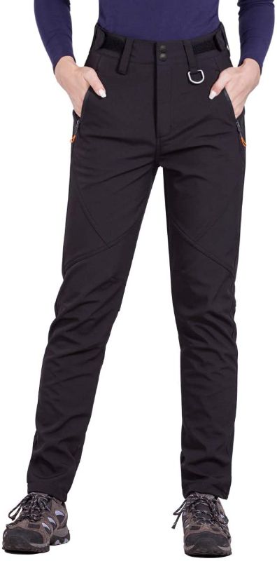 Photo 1 of FREE SOLDIER Women's Soft Shell Fleece Lined Pants Outdoor Snow Ski Pants Water Resistant Camping Hiking Pants 6W/32L