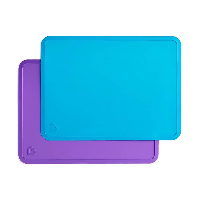 Photo 1 of Munchkin Silicone Placemats for Kids, 4 Pack, Blue/Purple
