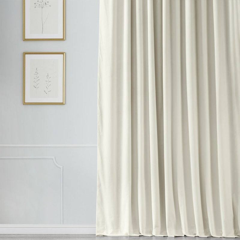 Photo 1 of Exclusive Fabrics Off White Velvet Blackout Extra Wide Curtain Panel - 100 x 84 - Off White
