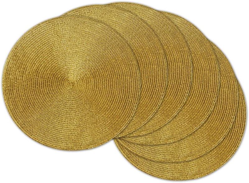 Photo 1 of DII Woven Placemats Collection Metallic Round Placemat Set, 15", Gold, 6 Piece
