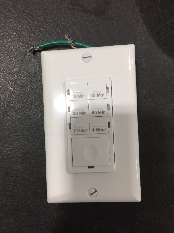 Photo 4 of GE Push-Button Countdown Timer Switch, 5-15-30 Minute/1-2-4 Hour, ON/Off, No Neutral Wire Needed, Ideal for Lights, Exhaust Fans, Heaters, Wall Plate Included, 15318 , White
