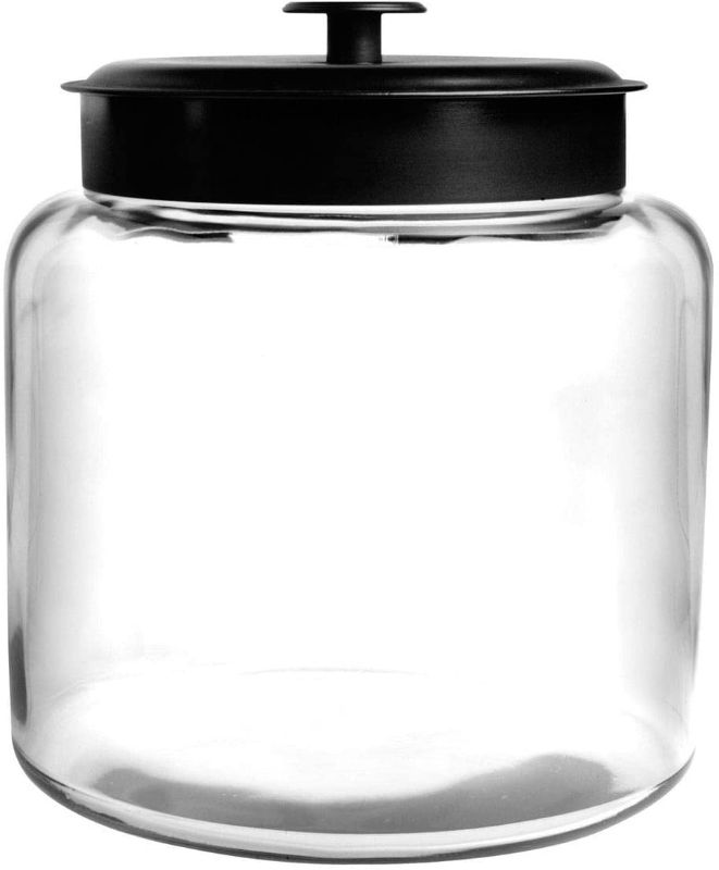 Photo 1 of Anchor Hocking 1.5 Gallon Montana Glass Jar with Fresh Seal Lid, Black Metal, Set of 1
