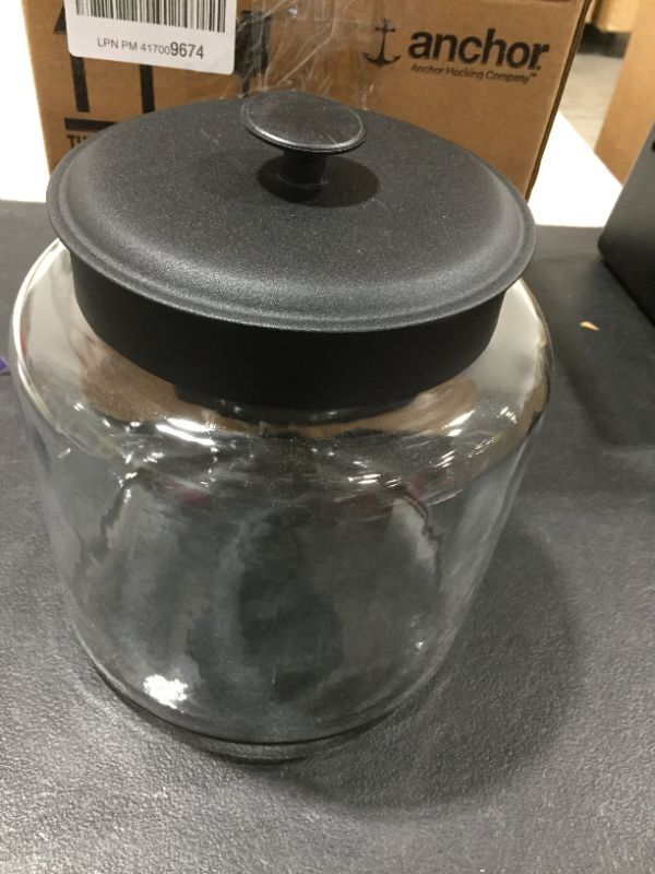 Photo 2 of Anchor Hocking 1.5 Gallon Montana Glass Jar with Fresh Seal Lid, Black Metal, Set of 1
