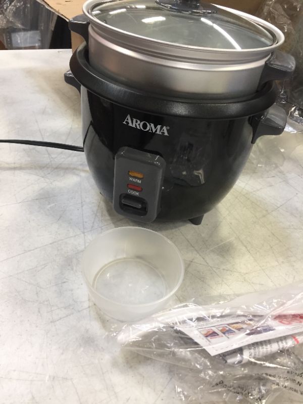 Photo 1 of Aroma Housewares 6-Cup (Cooked) Pot-Style Rice Cooker and Food Steamer, Black ARC-743-1NGB
