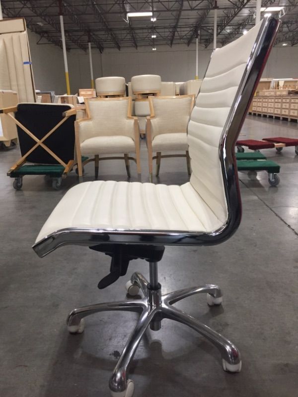 Photo 2 of CREME FAUX LEATHER OFFICE CHAIR 36H X 20W INCHES