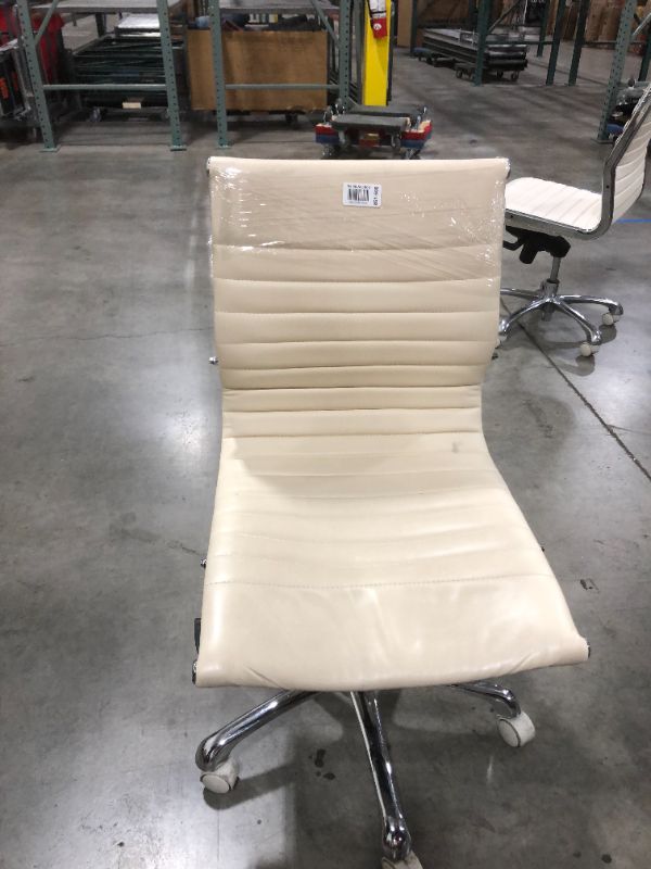 Photo 3 of CREME FAUX LEATHER OFFICE CHAIR WITH ARMREST 36H X 20W INCHES