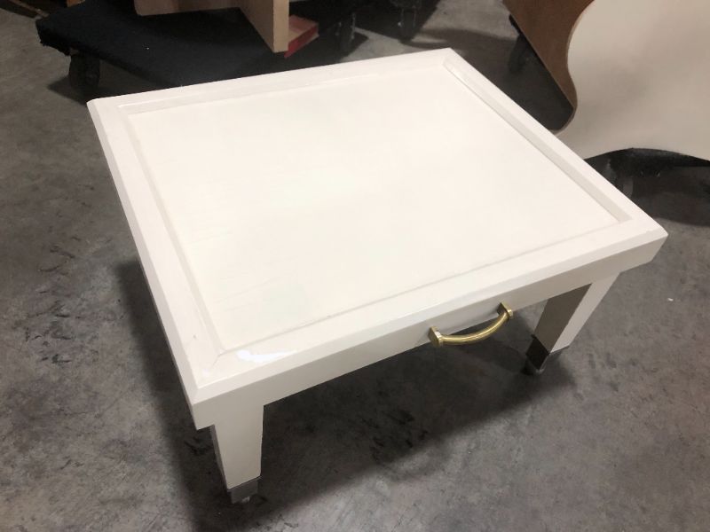 Photo 2 of SMALL WHITE COFFEE TABLE 26L X 22W X 15H INCHES