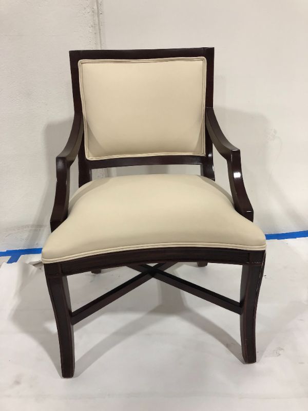Photo 1 of Brown Dining Room Chair with Creme Cushions 38H x 24W x 21L Inches