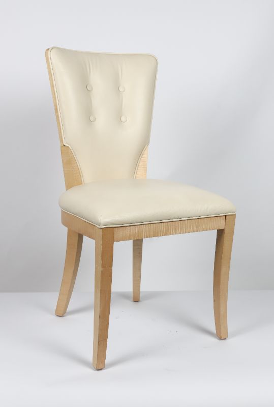 Photo 1 of CREME COLOR FAUX LEATHER DINING CHAIR 37H INCHES (CHAIR ONLY)
